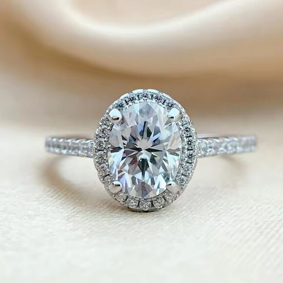 2ct oval Moissanite solitaire size 6